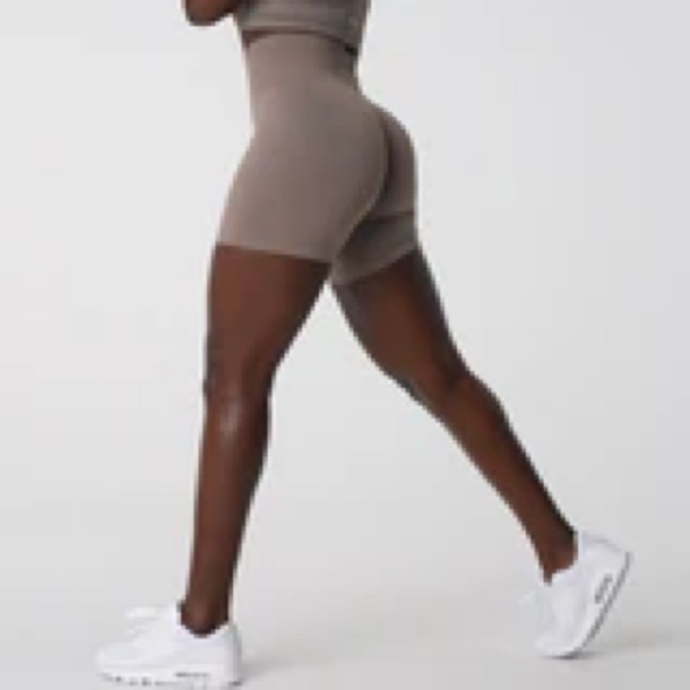 NVGTN Taupe Solid Seamless Shorts
